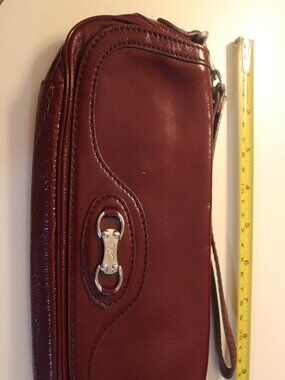 Michael Kors Burgundy Wristlet Clutch with Silver-Tone Hardware